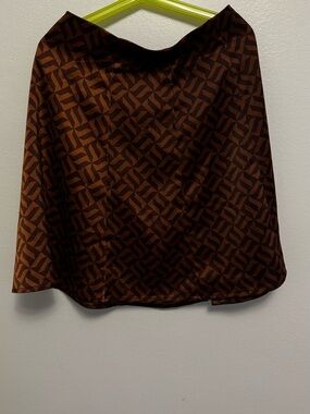 Women's Brown Patterned A-Line Skirt